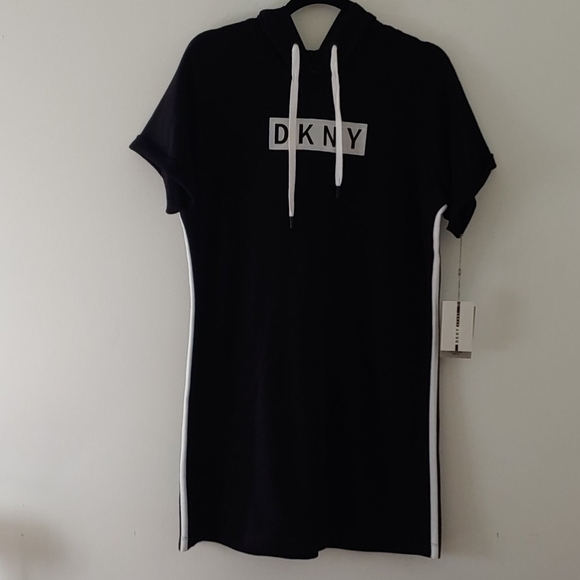 Dkny Dresses & Skirts - DKNY Sport Black and White Hoodie Dress Size Mediu